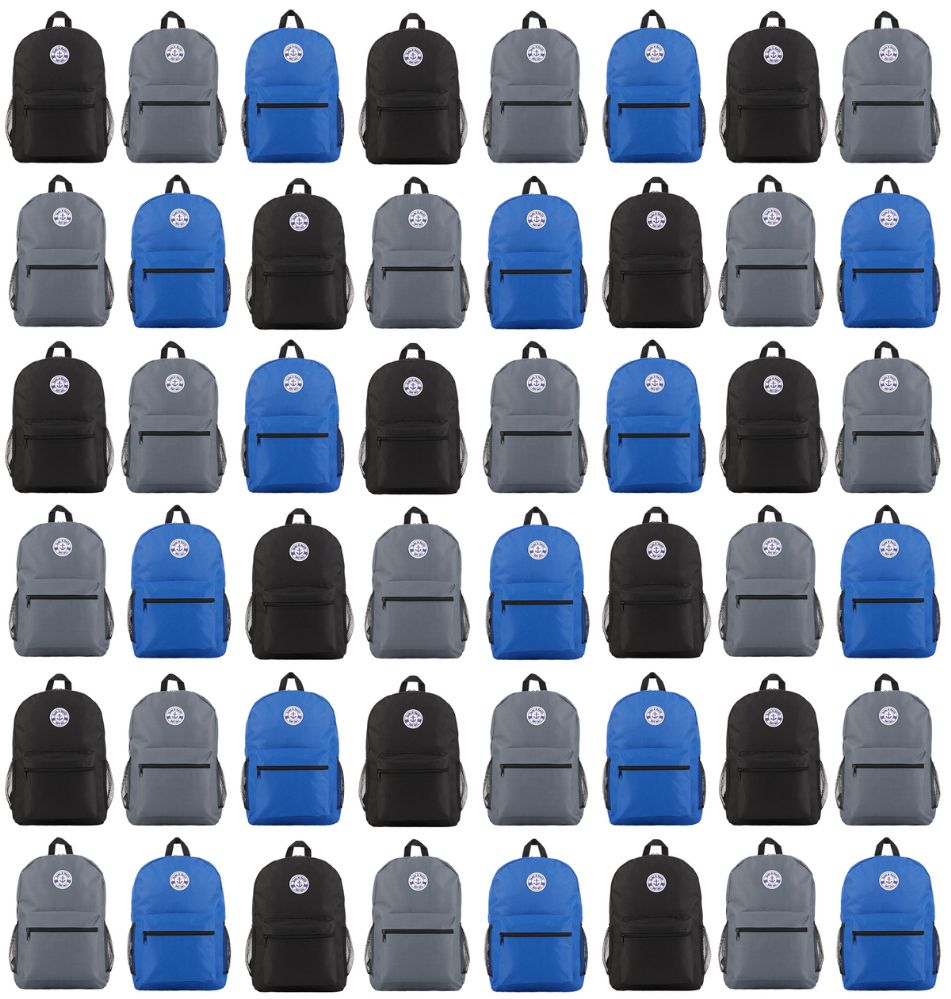 48 Wholesale Yacht & Smith 17inch Back Pack Boys With Mesh Side Pockets , Water Resistant