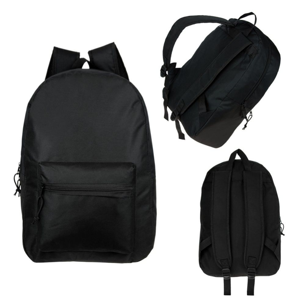 24 Pieces of 17" Kids Basic Black Backpack