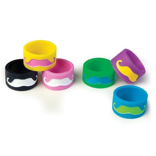 96 Pieces of Mustache Jumbo Silicone Ring