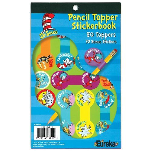 12 Pieces of Dr. Seuss Pencil Topper Sticker Book