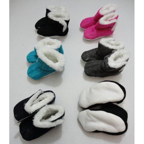 72 Pairs of Knitted Lined Booties W NoN-Slip Bottom