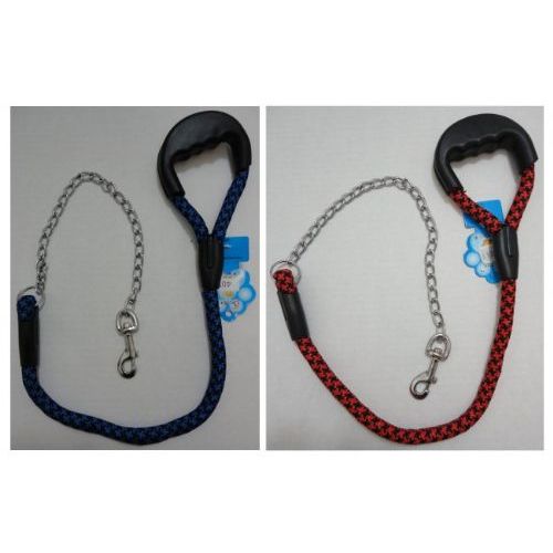 24 Wholesale 40" Pet Leash With Gripper Handle [rope & Chain]