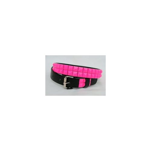 48 pieces of Pink 2-Row Metal Pyramid Studded Kids Leather Belt Girls