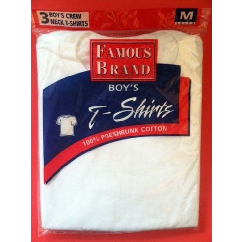 48 pieces of Famous Brand Boy's 3- Pack White Crew Neck T-Shirts