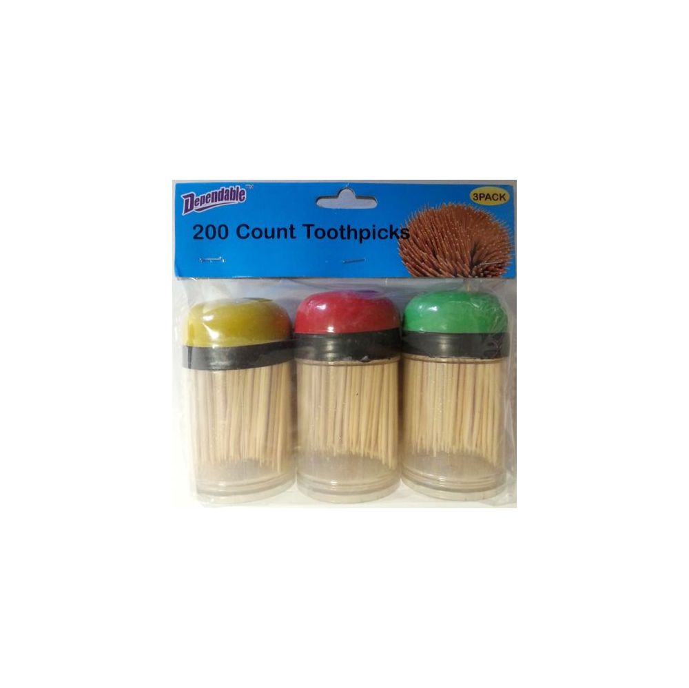 48 Wholesale 3 Pack Toothpicks With Plastic Holders