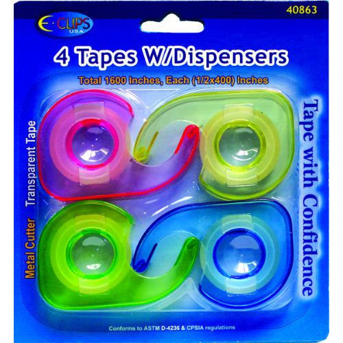 48 Wholesale Transparent Tapes, .5" X 400" Each, 4 pk