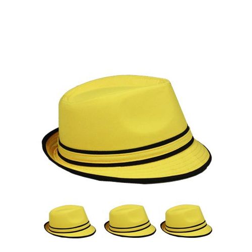 48 Wholesale Yellow And Black Fedora Hat