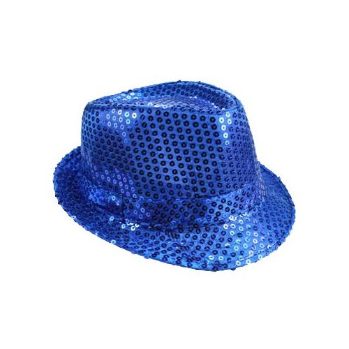 24 Wholesale Sparkling Blue Sequin Trilby Fedora Party Hat - at ...