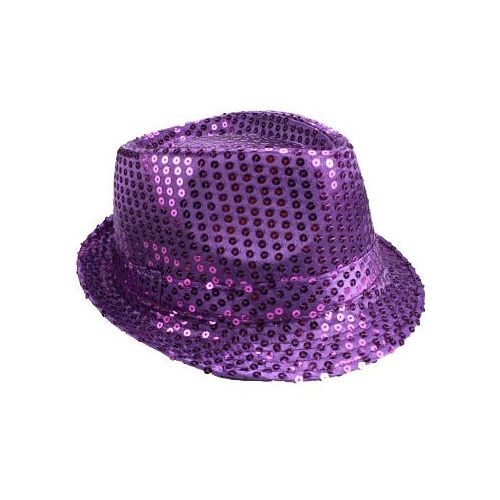 24 Wholesale Sparkling Purple Sequin Trilby Fedora Party Hat - at ...