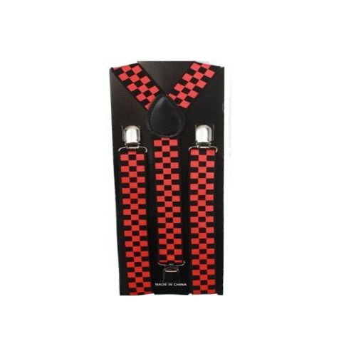 48 Pieces of Checkered Black And Red Suspender