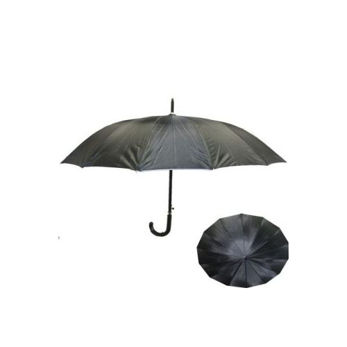 24 Wholesale Adults Solid Black Umbrella