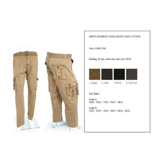 12 Pieces of Men's Fashion Cargo Pants 100%