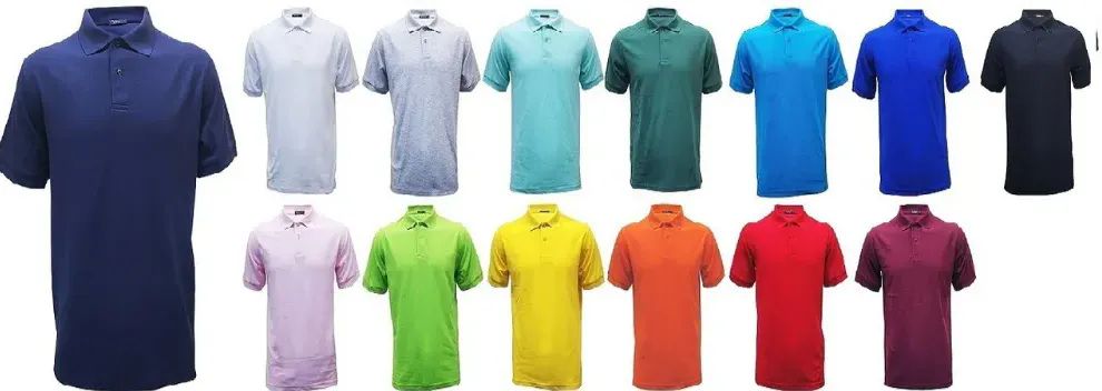 24 Pieces of Mens Solid Polo Shirt Pique Fabric Cotton