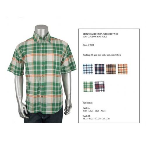 36 Pieces of Mens Fashion Plaid Button Down Shirt Y/d 60% Cotton 40% Poly Size Scale A Only