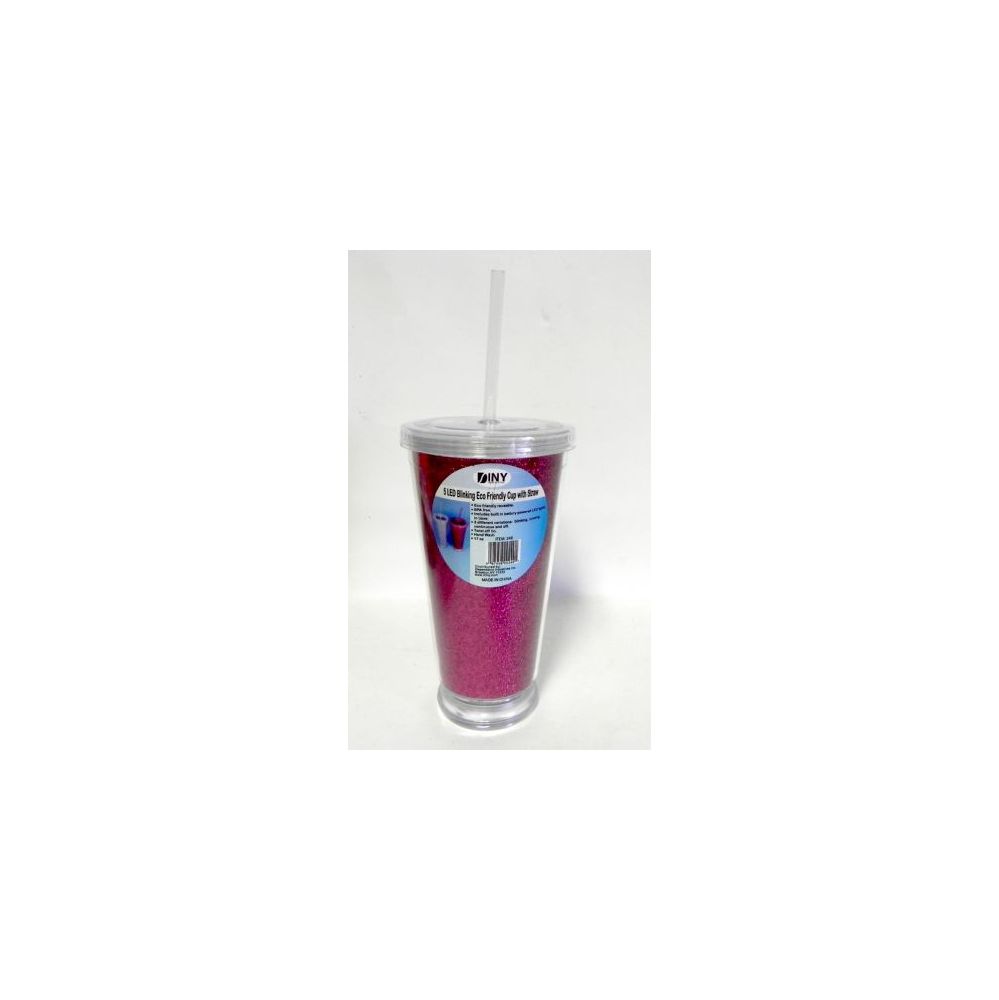 12 Pieces of Wholesale 5 Led Blinking 17 Ounce Jumbo Eco Friendly Cup With Straw