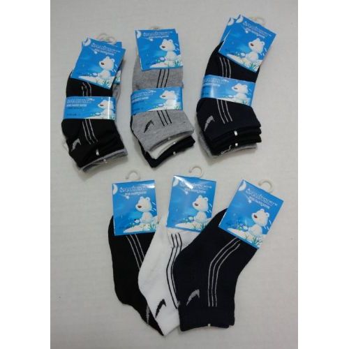 60 pairs of 3pr Boys Quarter Socks 2-4y [three Colors]