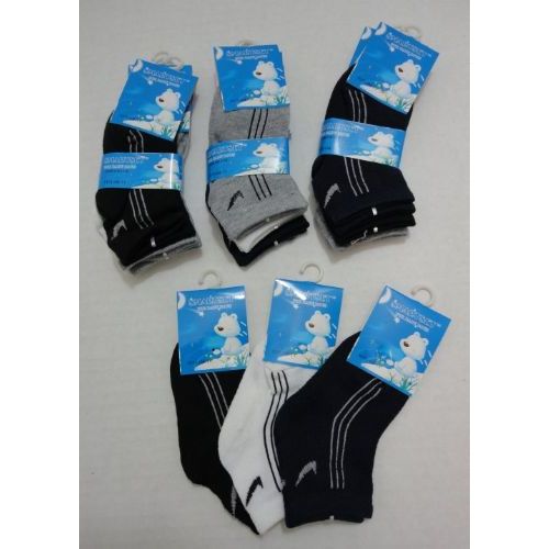 48 pairs of 3pr Boys Quarter Socks 6-8y [three Colors]