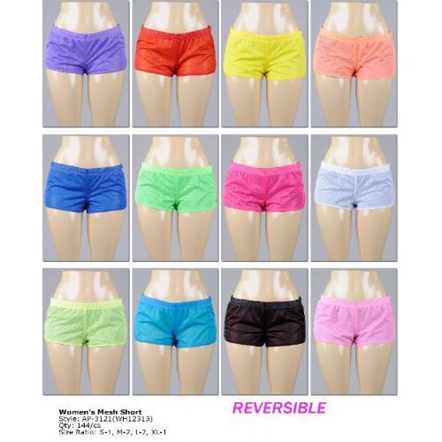 144 Pieces of Ladies Mesh Reversible Shorts