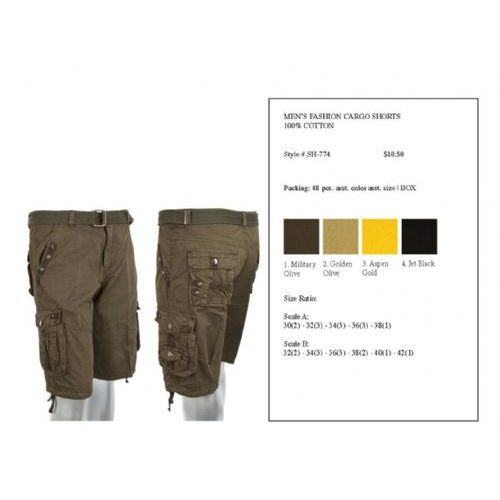 24 Pieces Mens Fashion Cargo Shorts 100% Assorted Colors - Mens Shorts