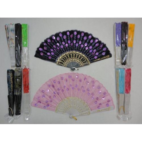 40 Pieces Folding Fan With Sequins - Costumes & Accessories