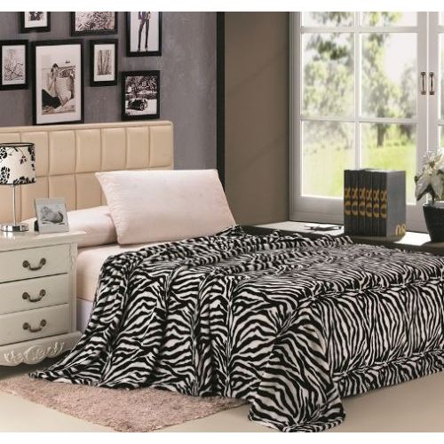 12 Pieces Zebra Black And White Microplush Animal Print Blanket In King -  Micro Plush Blankets - at 