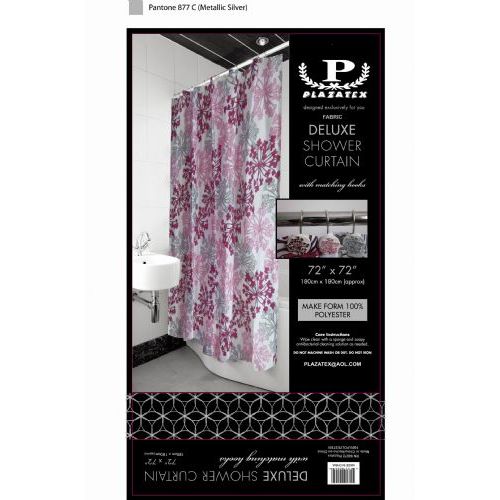 12 Pieces of Pink Silver Burst Deluxe Shower Curtain