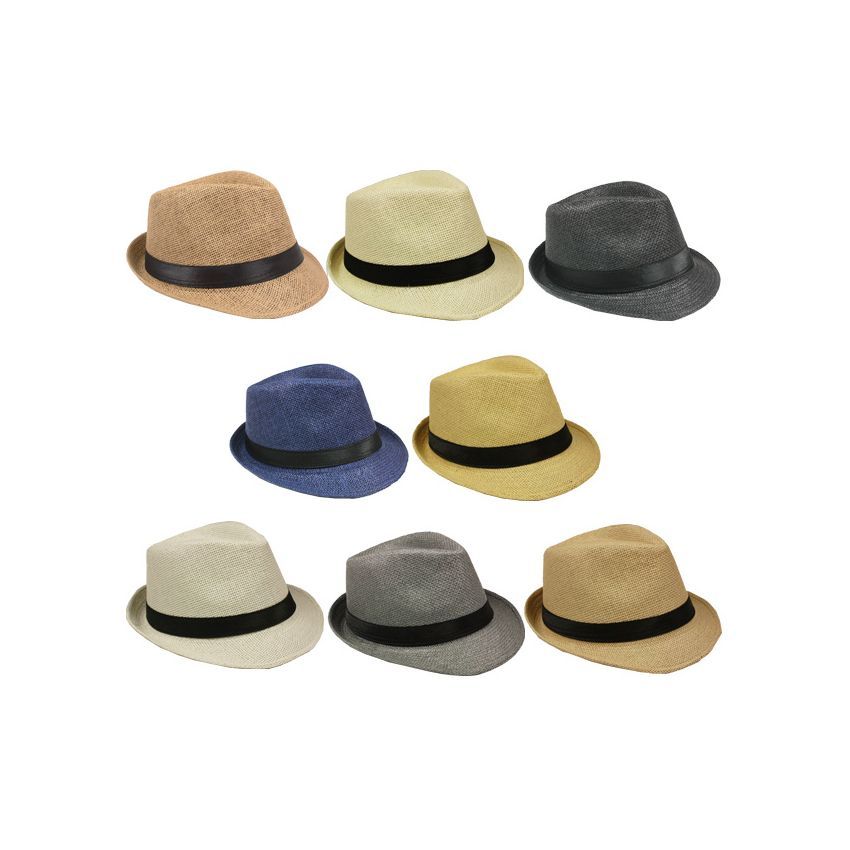 12 Pieces of Toyo Straw Trilby Fedora Hat Set - Mix Colors