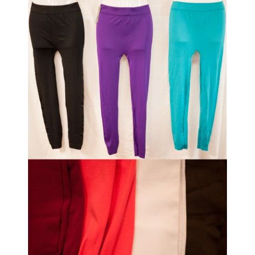 24 Wholesale Thin Solid Color Legging Assorted Colors