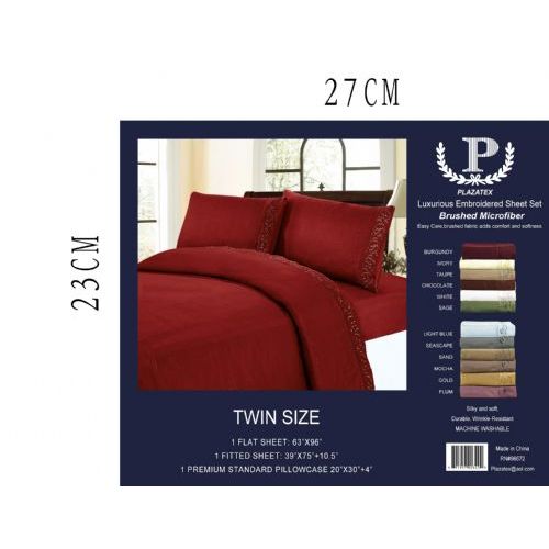 12 Pieces of Assorted Solid Color Microfiber Sheet Sets In Burgandy Queen Size