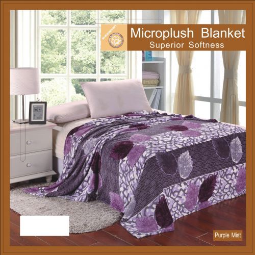 12 Pieces of Flower Print Blankets Twin Size Purple Mist