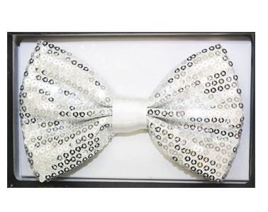 48 Pieces of White Sequin Bow Tie 025