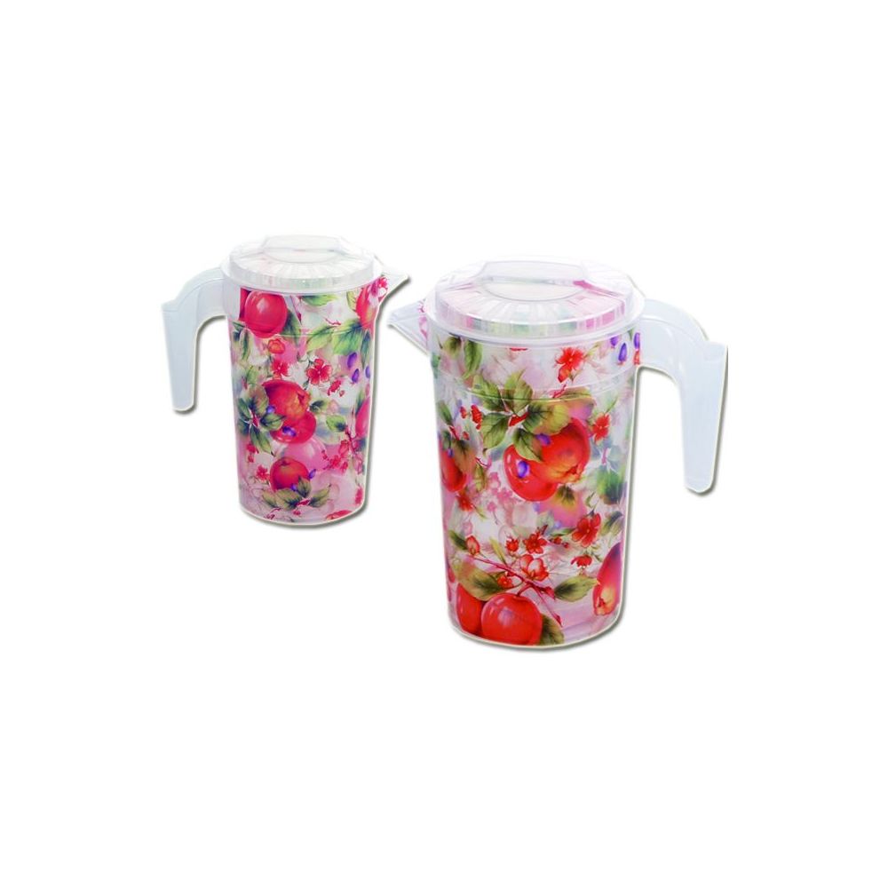 48 Wholesale Water Jar W/clear Fruit Design