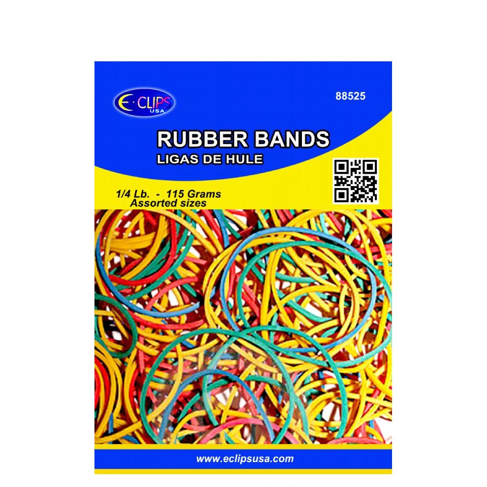 72 Wholesale Rubber Bands, 1/4lbs, Assorted Sizes & Assorted Colors (3 Inners Of 24)