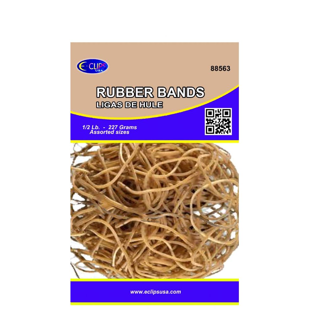 60 Wholesale Rubber Bands, 1/2lbs, Assorted Sizes, Natural Color (3 Inners Of 20)
