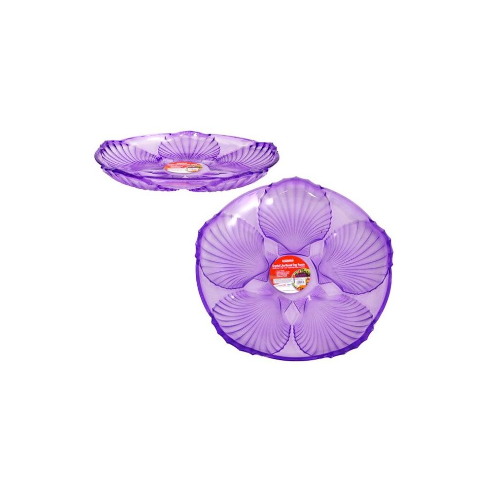 48 Pieces of Crystal Like Round Tray Purple