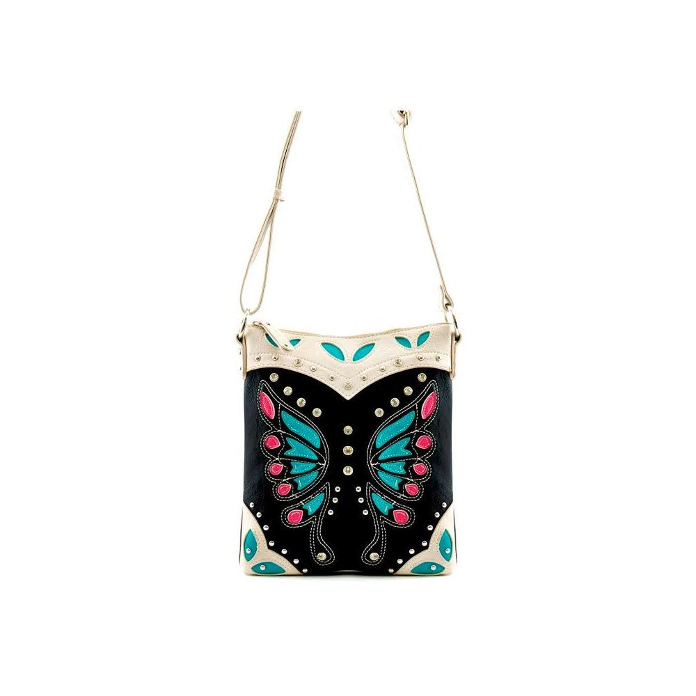 Patricia Nash Denim Butterfly Embroidered Hartley Hobo - QVC.com