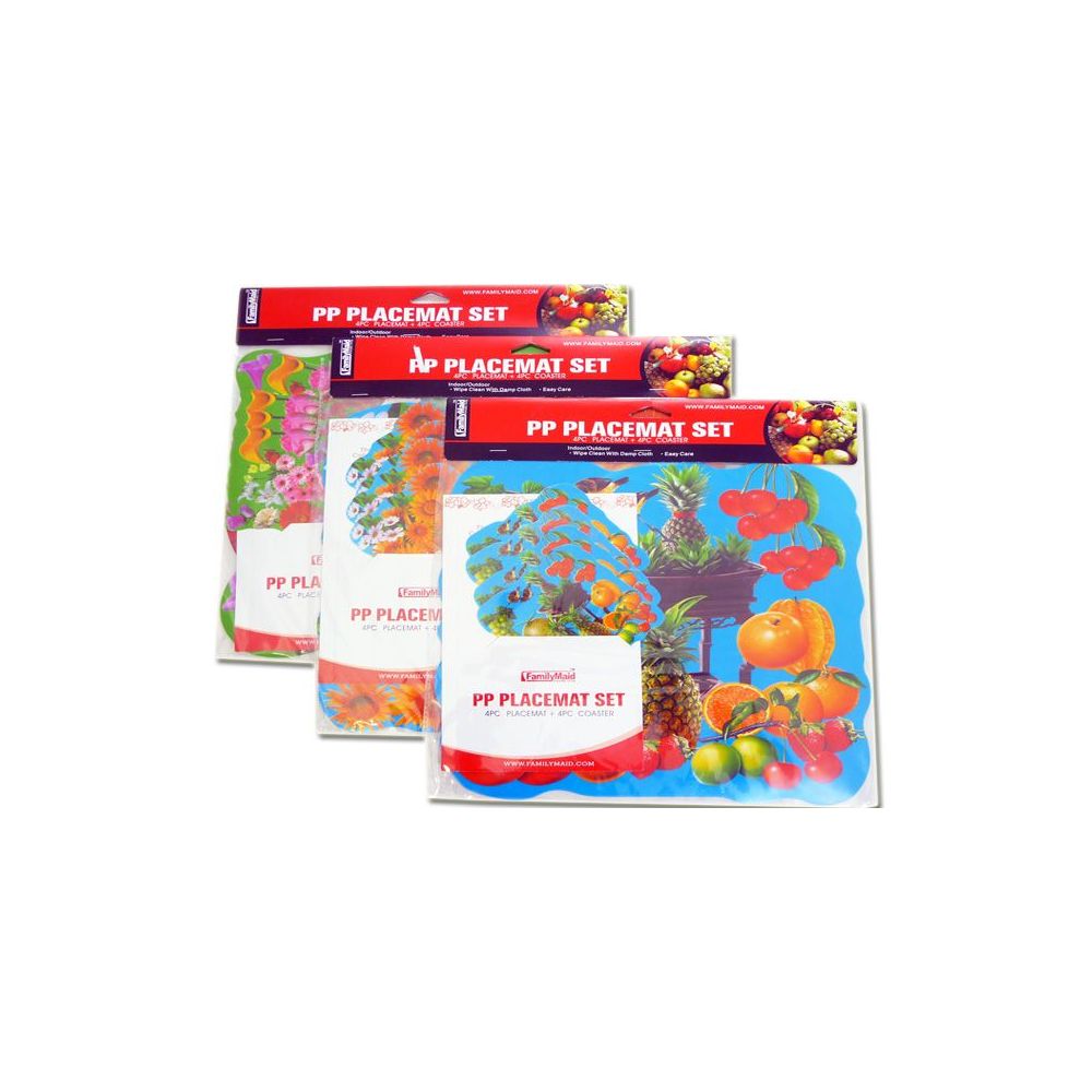 72 Pieces of Placemat Fruit+flo 4+411.5x11.5"
