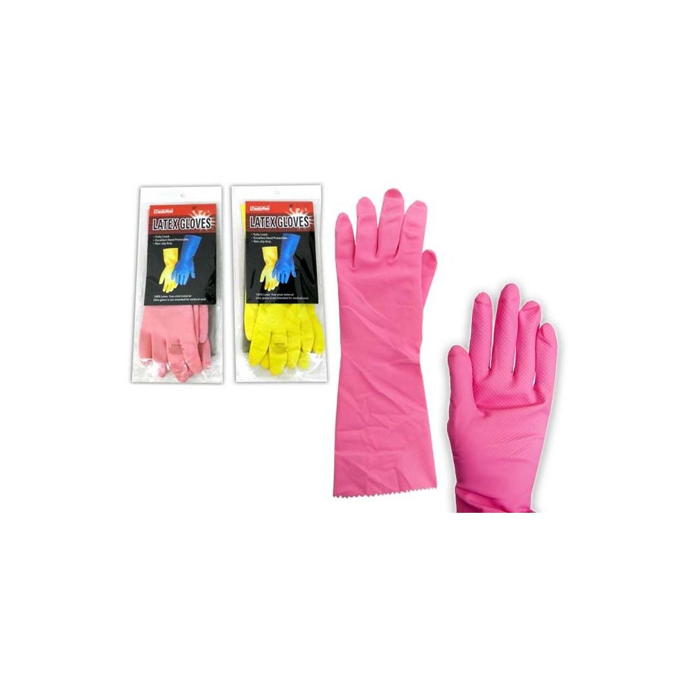 144 Pairs of Glove Rubber Small Pink+yellow