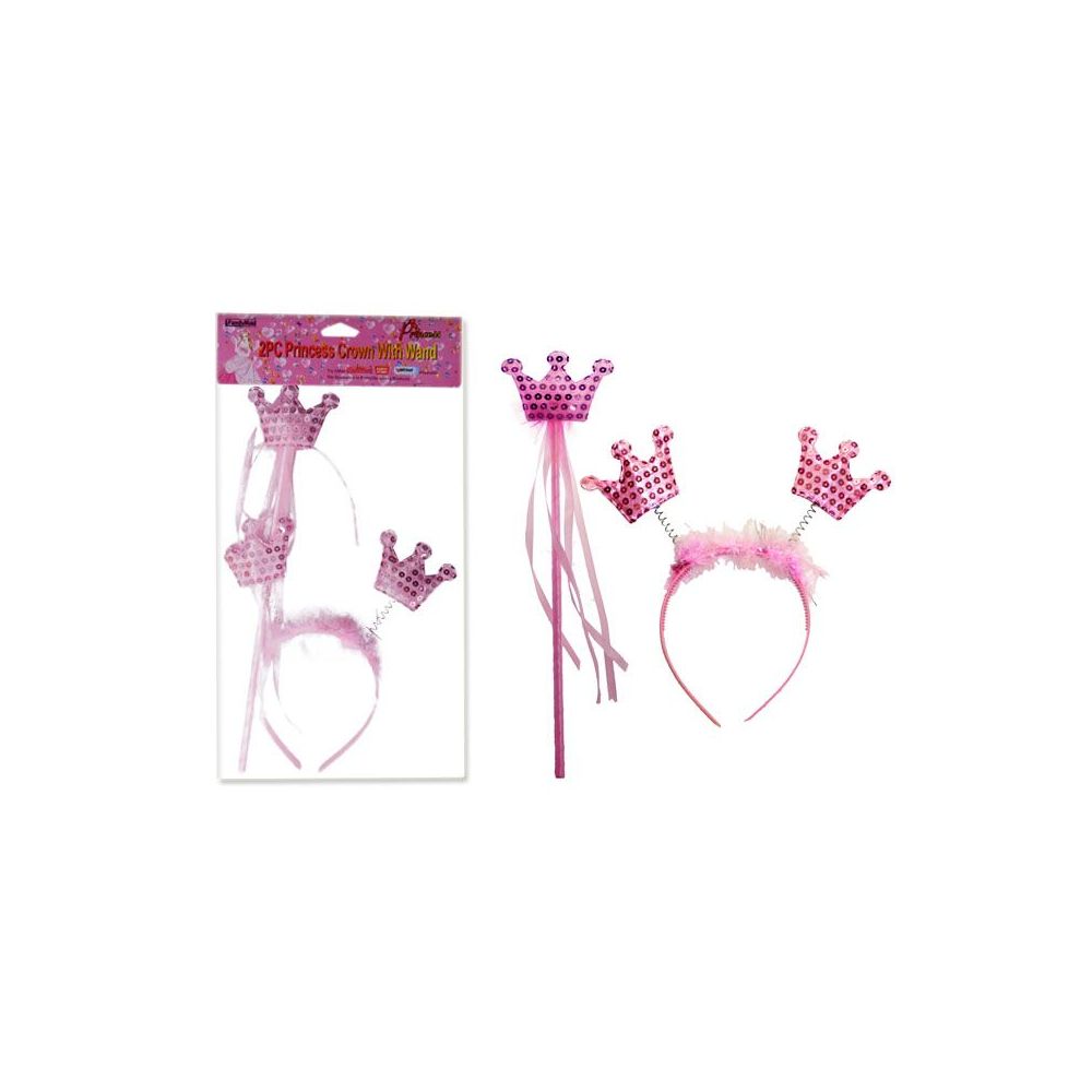 144 Wholesale Crown With Band Princess Pink Clr