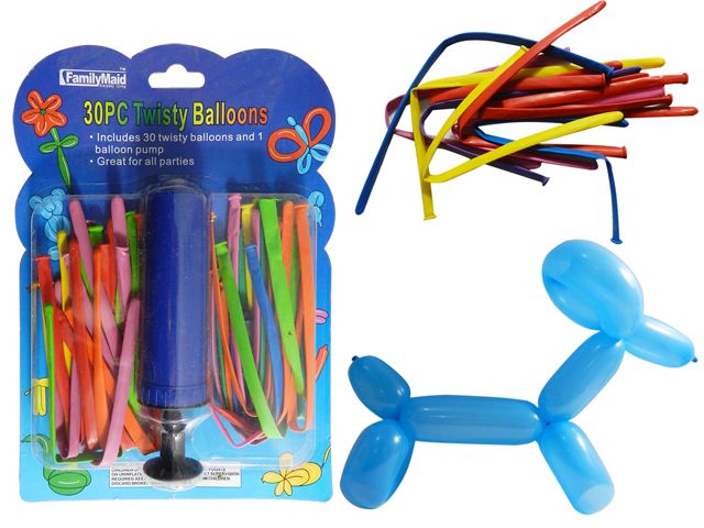 96 Pieces of 30 Twisty Balloons, Air Pump Included!