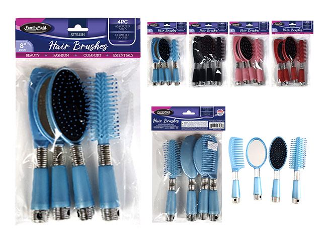 96 Pieces of 4 Pc Hair Brush & Comb Set