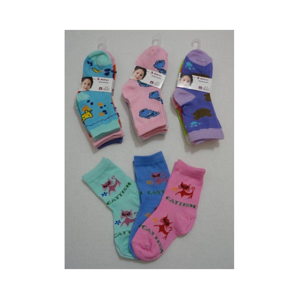 180 Pairs of Girl's Printed Crew Socks 2-4