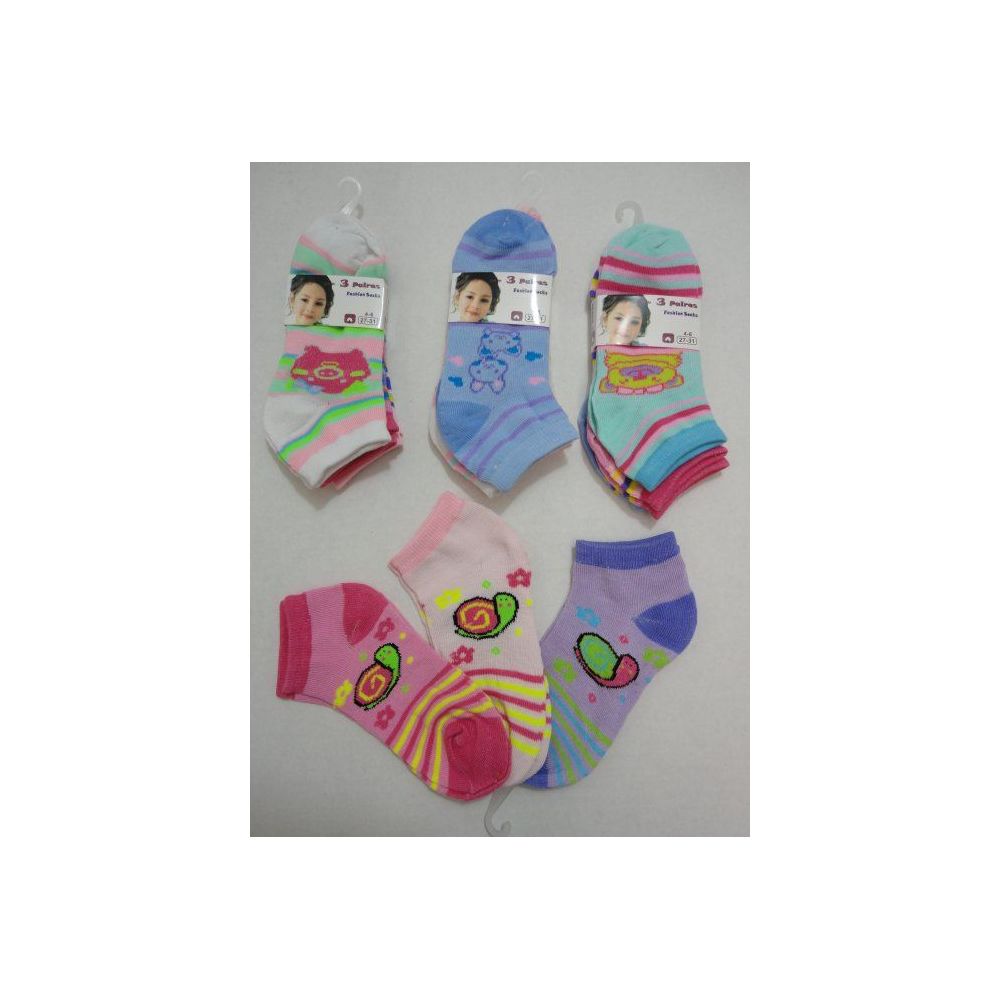 180 Pairs of Girl's Printed Anklet Socks 4-6