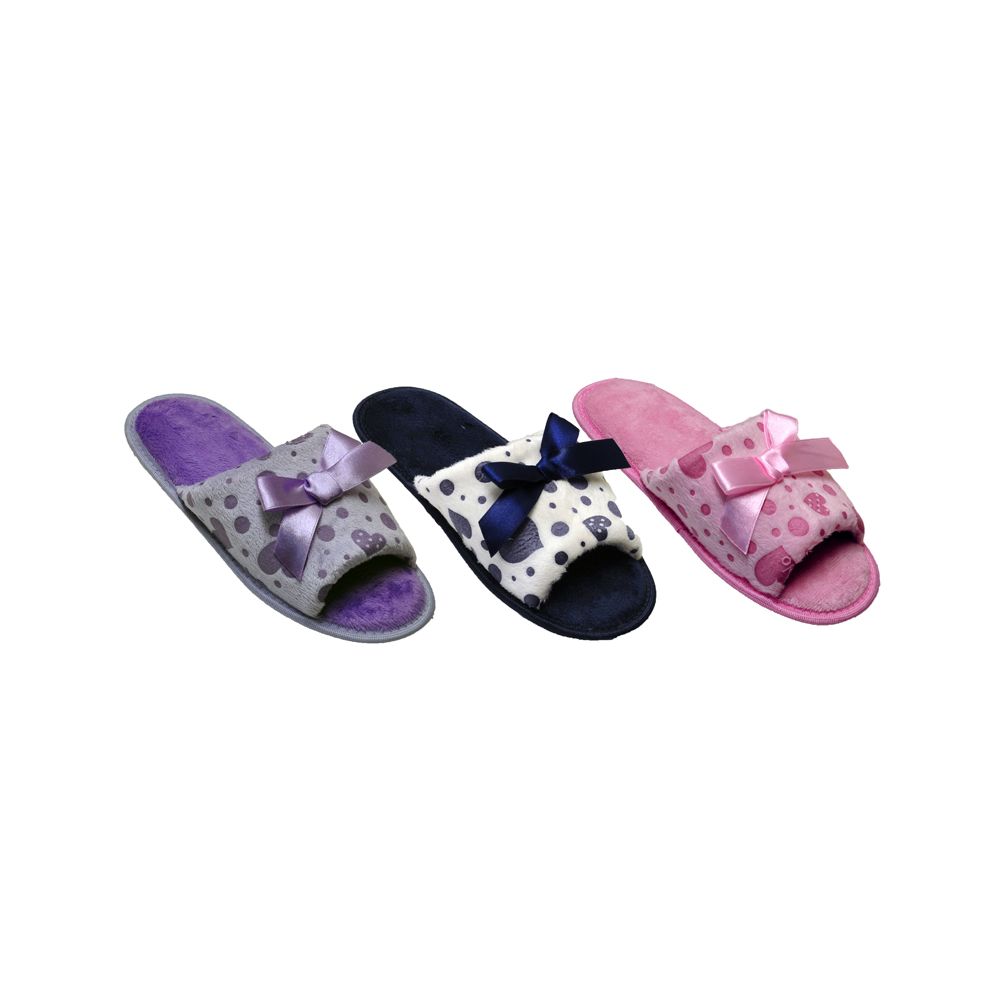 Wholesale Footwear Ladies Fashion House Slipper With Printed Heart And Bow