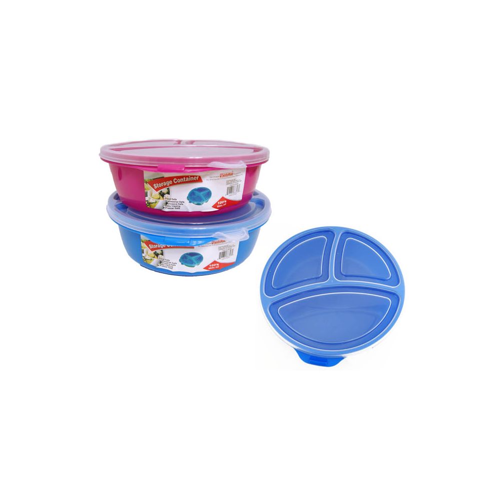 72 Pieces of 3 Section Round Food Container