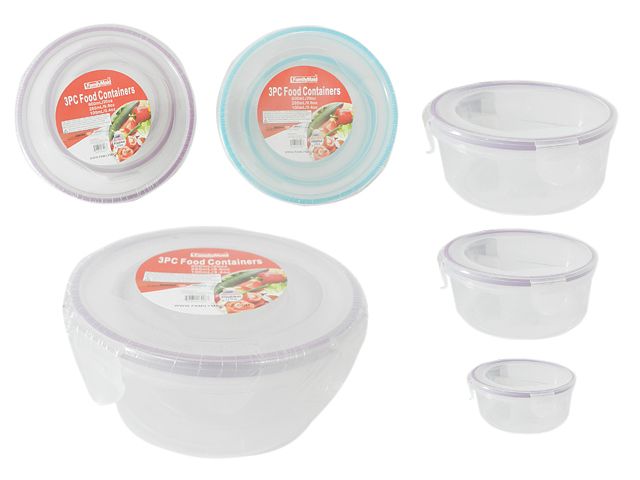 48 Wholesale 3 Round Air Tight Container