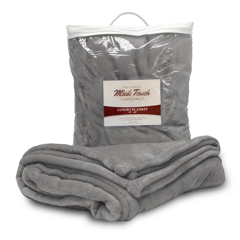 20 Wholesale Mink Touch Luxury Blankets In Grey
