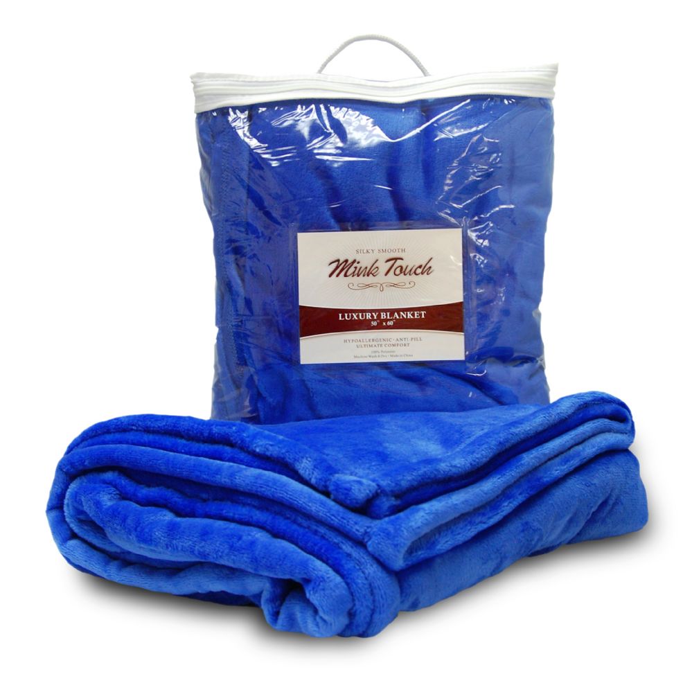 20 Wholesale Mink Touch Luxury Blankets In Royal Blue