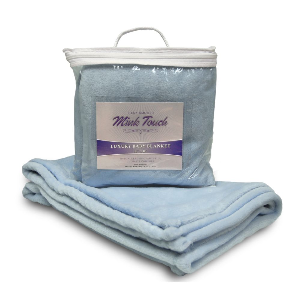 40 Wholesale Mink Touch Baby Blankets In Baby Blue