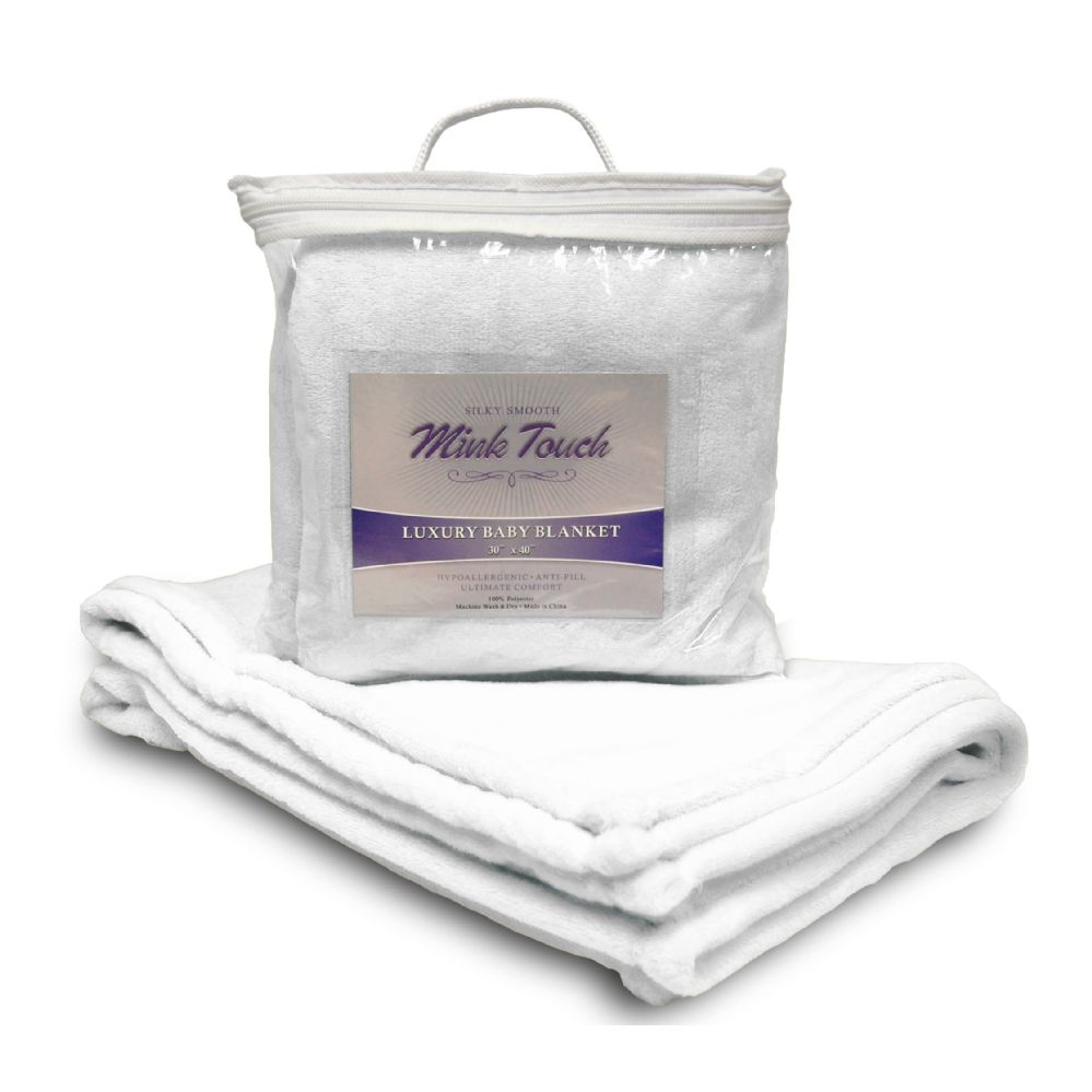 40 Wholesale Mink Touch Baby Blankets In White